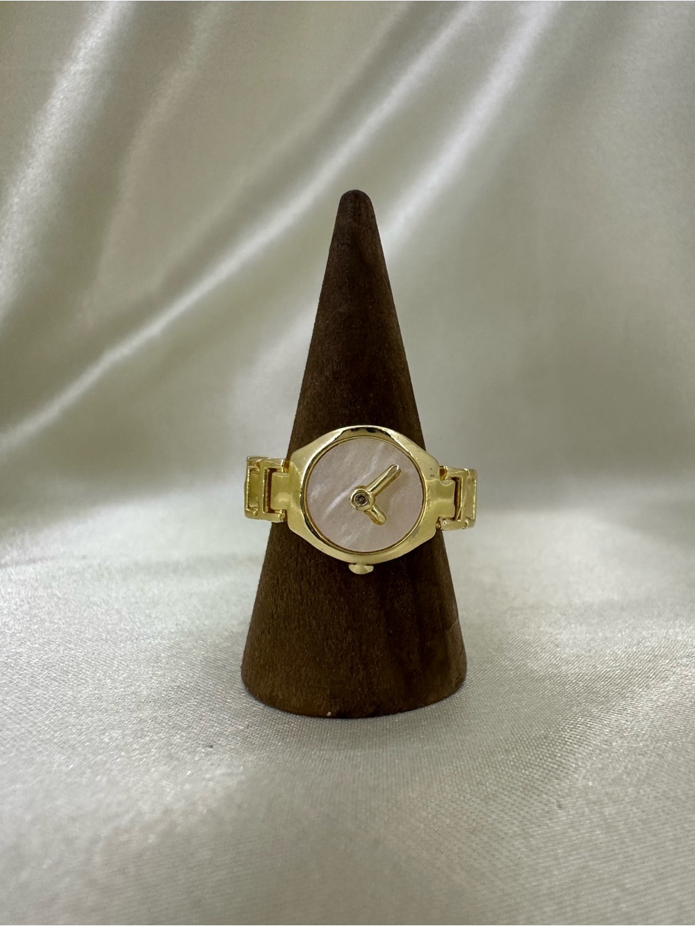 Gold-Tone Women's Ring Watch with Mother-of-Pearl Dial